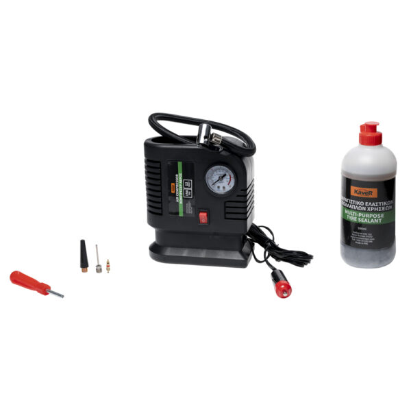 KAVER TIRE REPAIR KIT WITH COMPRESSOR WITH LIQUID 450ml