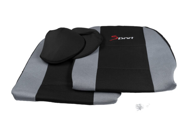 KAVER FRONT CAR SEAT COVER AERO BLACK/ GREY (4 PIECES) - Image 5