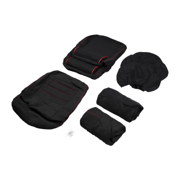 KAVER COMFY CAR SEAT COVERS FULL SET BLACK WITH RED TRIM - Image 4