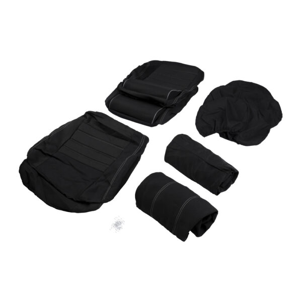 KAVER COMFY CAR SEAT COVERS FULL SET BLACK WITH GREY TRIM - Image 4