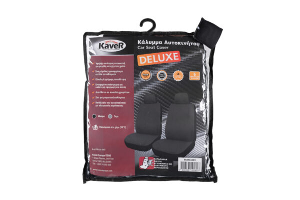 KAVER DELUXE CAR SEAT COVERS 2 FRONT SEATS - BLACK - Image 2