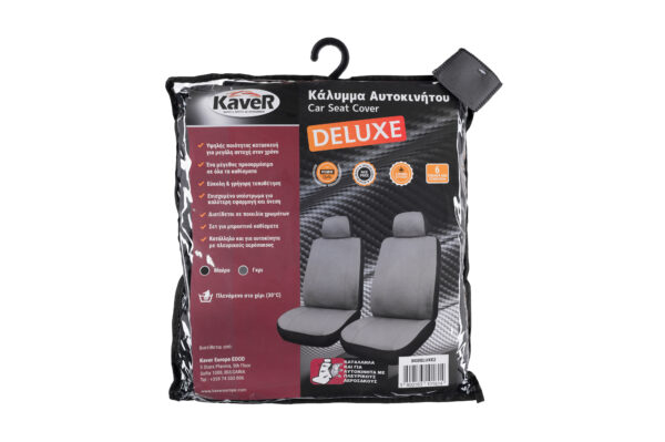 KAVER DELUXE CAR SEAT COVERS 2 FRONT SEATS GREY - Image 2