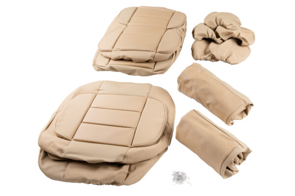 KAVER LUXURY CAR SEAT COVERS FULL SET BEIGE - Image 5