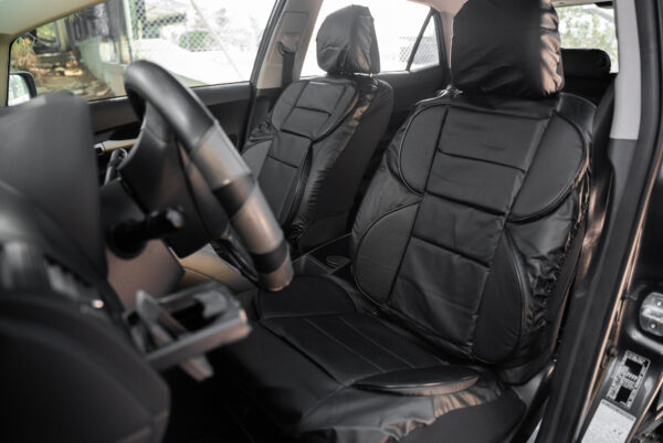 KAVER LUXURY CAR SEAT COVERS FULL SET BLACK - Image 2