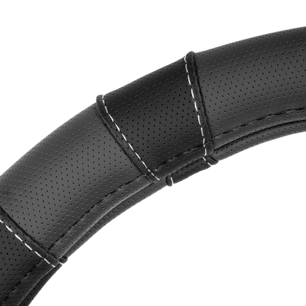 thumbnail image 2 of Custom Steering Ltd Black Leather Steering Wheel Cover For Ford Connect MK1 2002-2012 – Grey Stitch 2 of 4