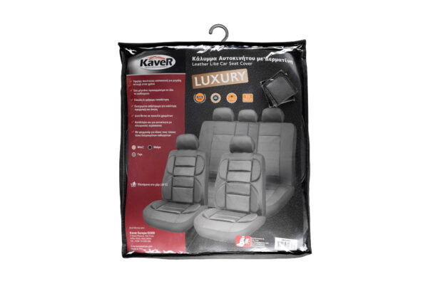 KAVER LUXURY CAR SEAT COVERS FULL SET GREY