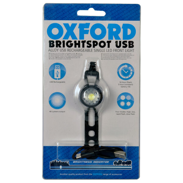 OXFORD BRIGHTSPOT USB LED LIGHT FRONT BLACK - Image 2