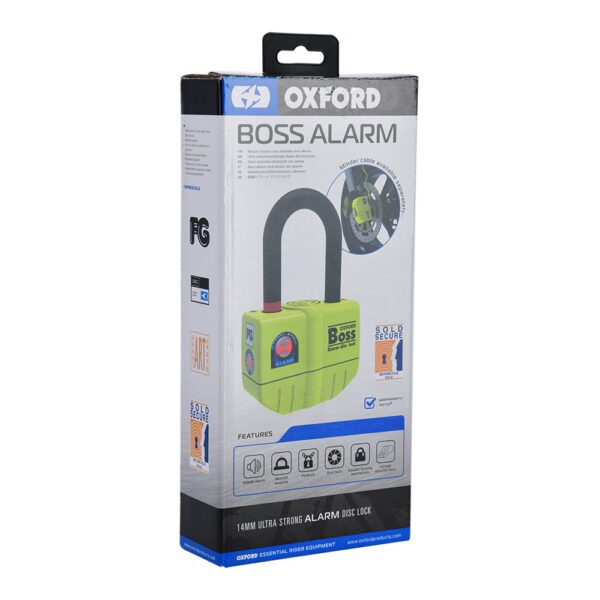 OXFORD BOSS ALARM DISC LOCK 14mm YELLOW - Image 3