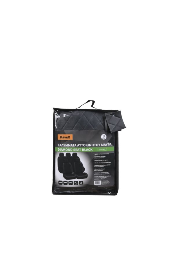 KAVER DIAMOND SEAT COVER BLACK (full set) - Image 3